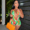 Women's Printed Deep V String Tie Jumpsuit